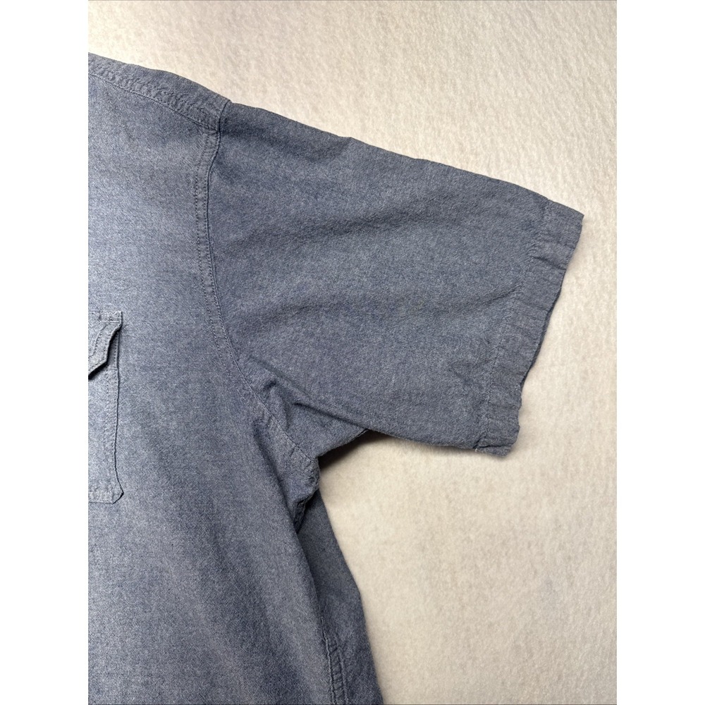 Wrangler Mens Blue Chambray Short Sleeve Button Down Shirt 2XL Cotton Workwear - Picture 12 of 14